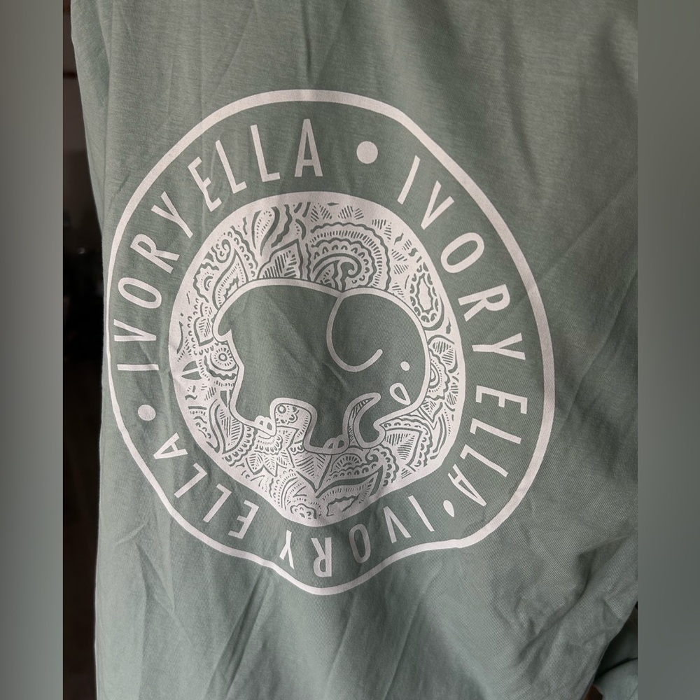 Ivory Ella 100% Organic Cotton Seafoam Green Long Sleeve Casual Tee Women Sz M - Picture 3 of 8